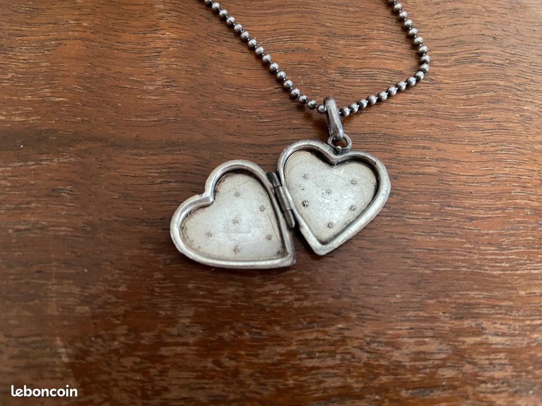 Collier pendentif coeur porte-photo Vintage