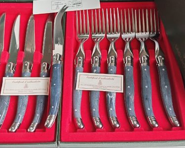 Ancien Coffret Couverts à Viande Découpe Gigot Fourchette et