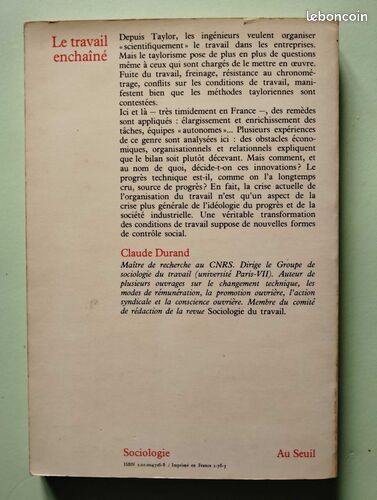 [Livre] Le Travail enchaîné. Organisation du travail et domination sociale - Bon état (image 3)