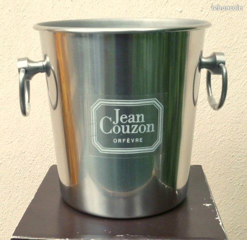 Seau à Champagne Jean Couzon - Orfèvrerie Inox Argenté Avec Poignée - Vintage 1990