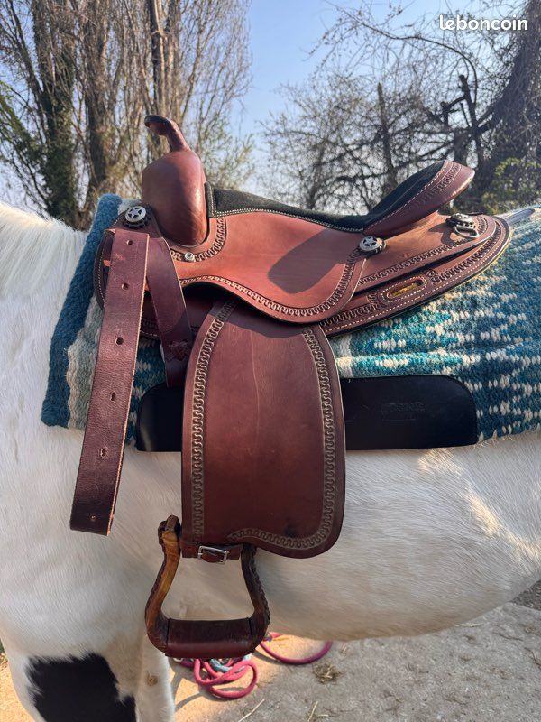 Selle Arrière Western En Cuir – Flanc Usiné Floral, Pour Cheval, Fabriqué En Inde
