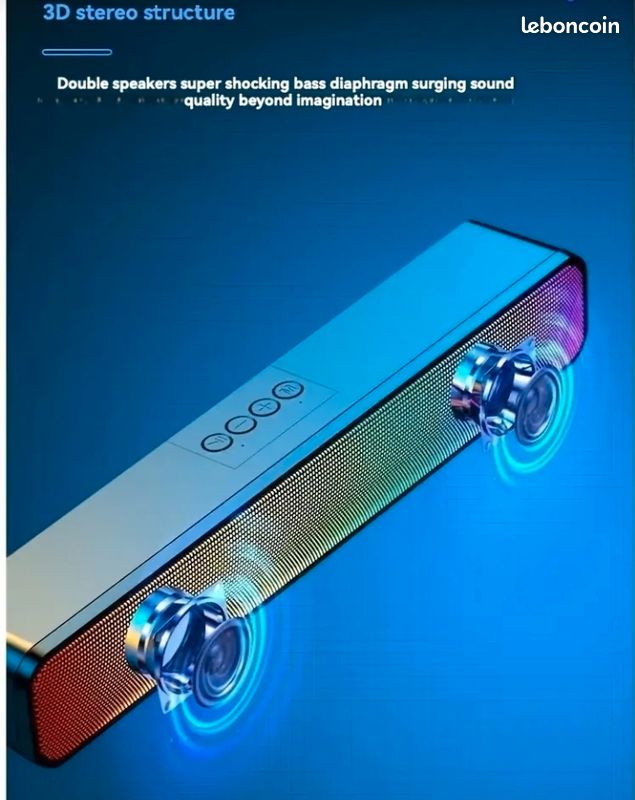Barre De Son Enceinte Bluetooth Filaire Led RGB Haut Parleur Hi-fi Rechargeable (image 6)