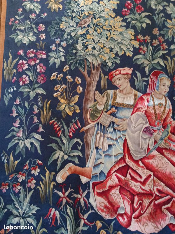 Grande tapisserie Jules Pansu – « La Dame au coffret » – Point d’Halluin (image 11)