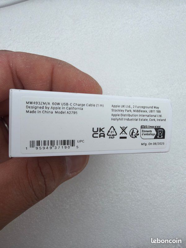 Authentique câble usb C Apple 60w 1m (image 3)
