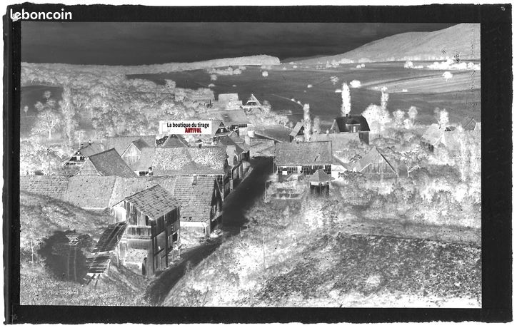 Glasdias - Plaque verre photo, négatif noir & blanc 9x14 cm, Dabo