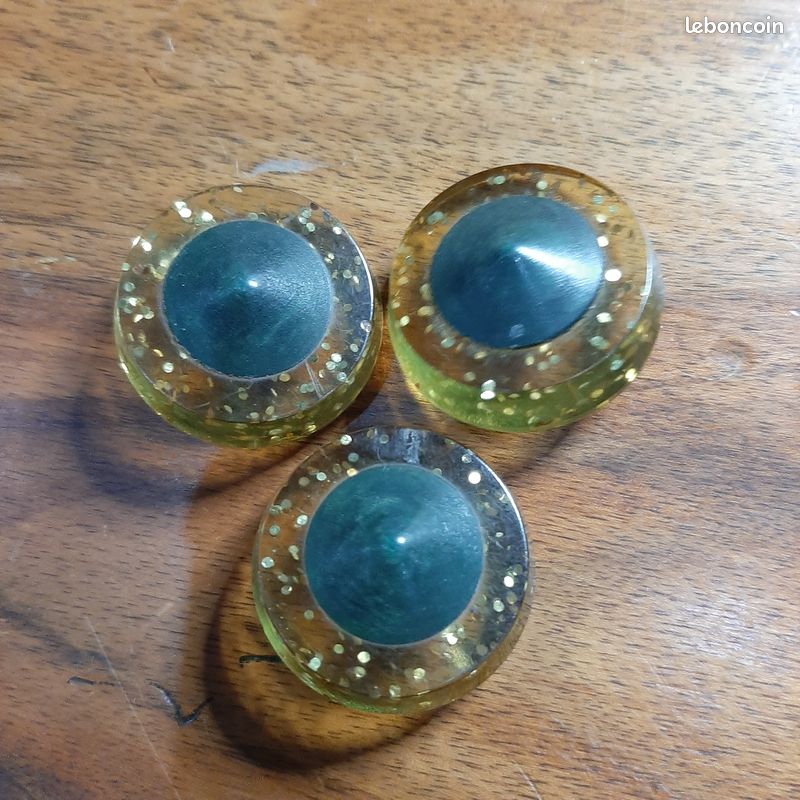 Lot De 12 Boutons Vintage En Verre - Neufs - Origine France