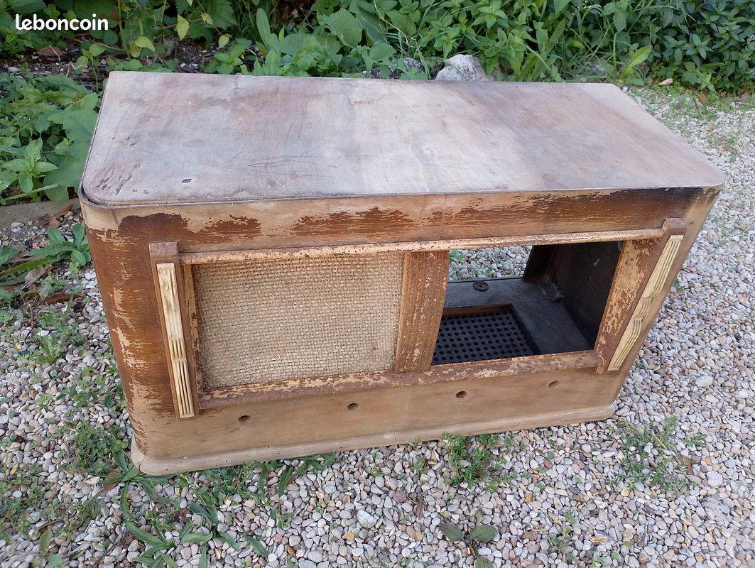 Poste radio TSF ancien. Caisson vide avec HP. Idéal objet de déco (image 1)