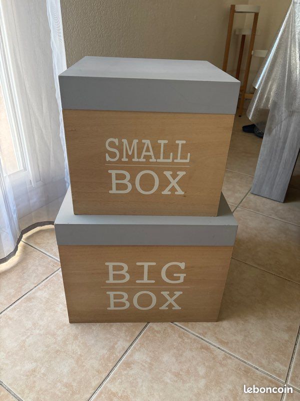 Lot de 2 coffres de rangement en bois déco (image 1)
