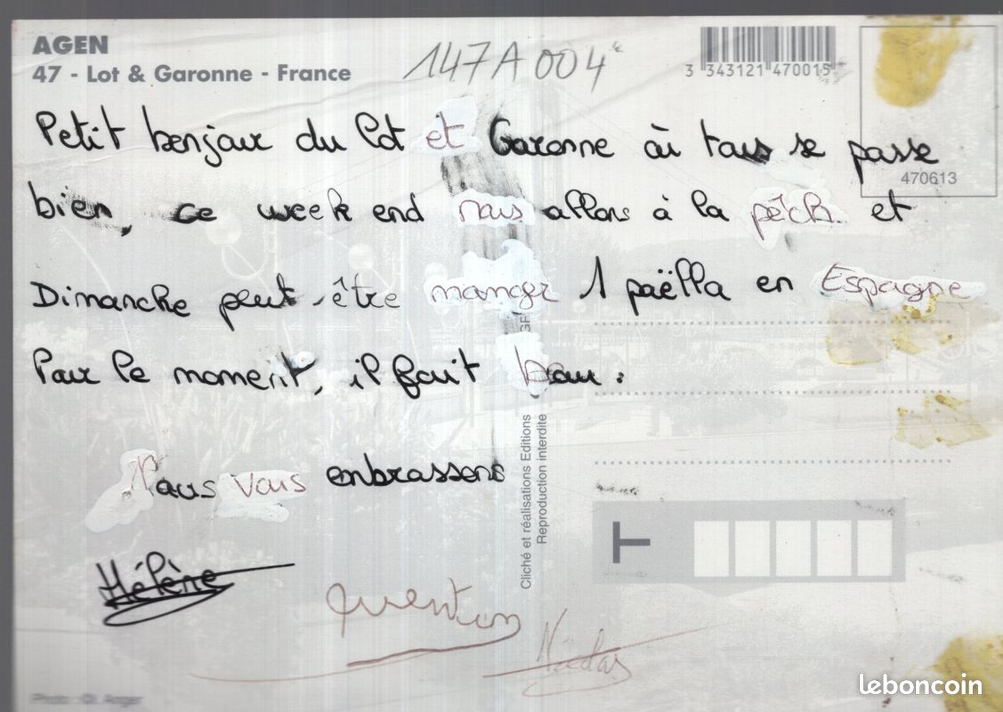 147A004 – Département du LOT ET GARONNE - CARTE POSTALE d' AGEN (réf.147 A 004) (image 2)