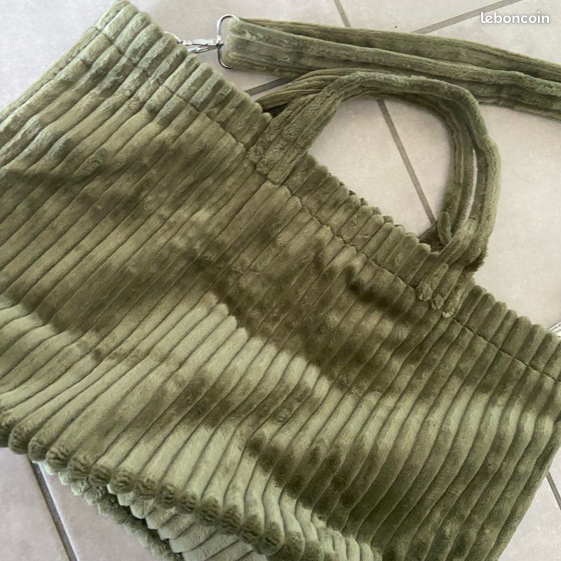 Tote bag sac velours vert magnifique (image 2)