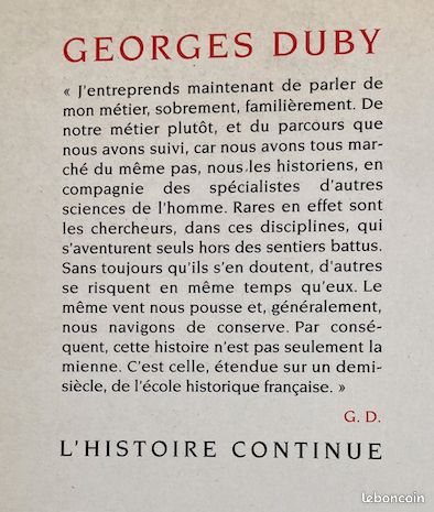 Georges Duby : L’ histoire continue (Odile Jacob - 1991 - 220 pages) (image 2)