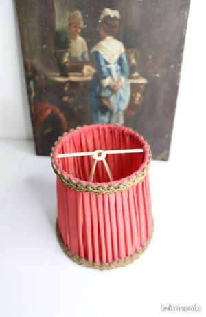 Abat-jour fait main en velours rose avec franges en rayonne - Douille E27/E-14