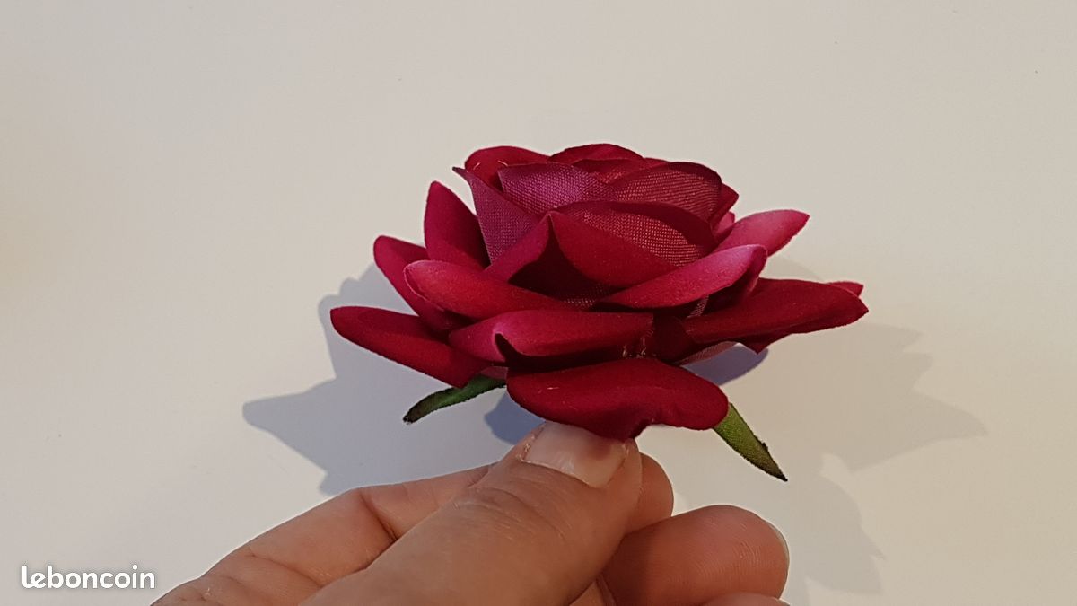Barrette à Cheveux Fleur en forme de Rose Rouge et roseB2 neuf (image 4)