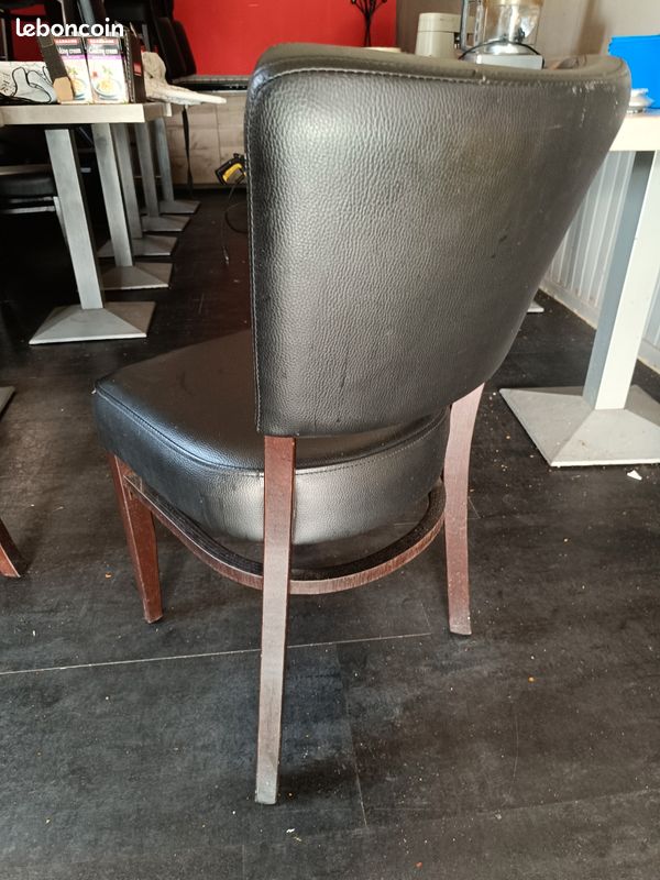 Chaise de salon assise et dossier simili cuir pied en bois (image 2)