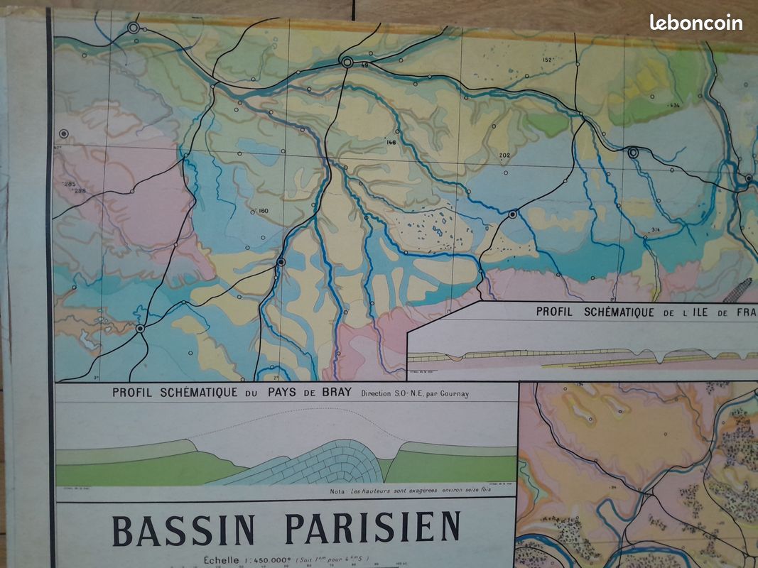 PS2 Ancienne carte scolaire Hatier Les régions naturelles de France - N°9 -9Bis (carte double) Bassin Parisien par Paul Kaeppelin (image 19)