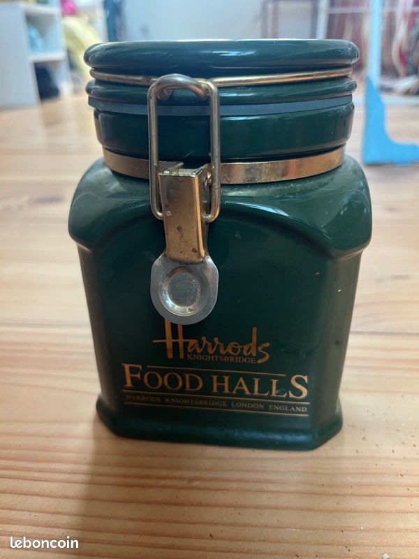 Poterie Harrods Knightsbridge - Bocal à Biscuits Vert Avec Carafe Et Tasse (occasion UK)
