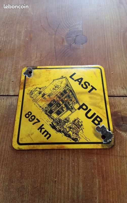 Plaque émaillée publicitaire last pub 897 km vintage déco loft (image 2)