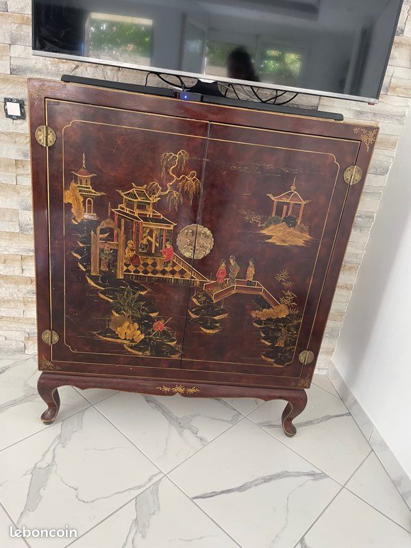 Meuble Buffet bois laqué style asiatique (image 4)