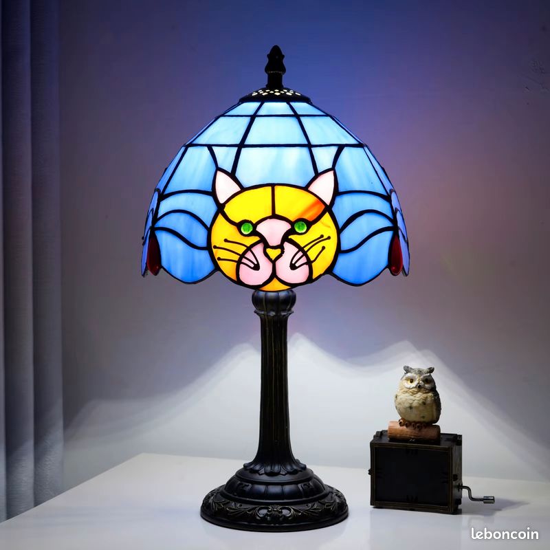 Lampe De Table Chaton Rétro – Décoration Chambre Enfant/adolescent (39 Cm, Multicolore)