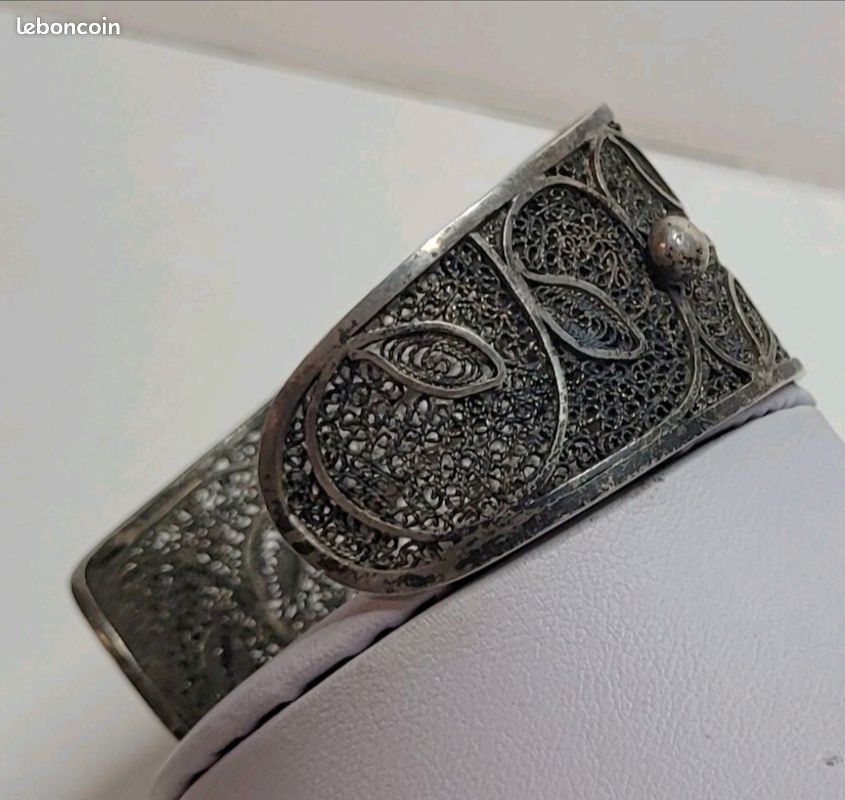 Bracelet Manchette Ethnique Ancien En Argent - Bon état