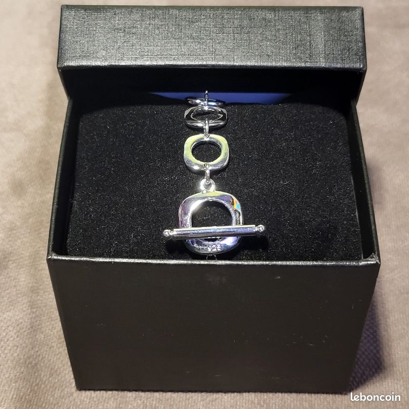 Bracelet Gourmette En Argent Plaqué - Maillons Carrés - Neuf Avec étiquettes