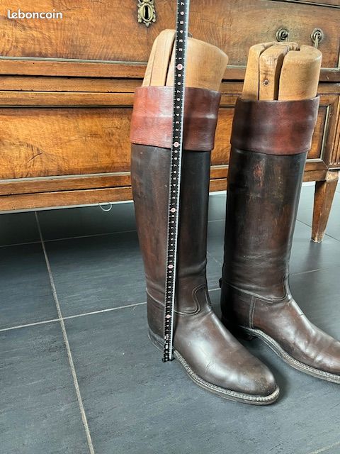 Bottes D'équitation Cuir Vintage Loid Années 50-70 - Pointure 39 US 6.5 - Style Cowboy Armée