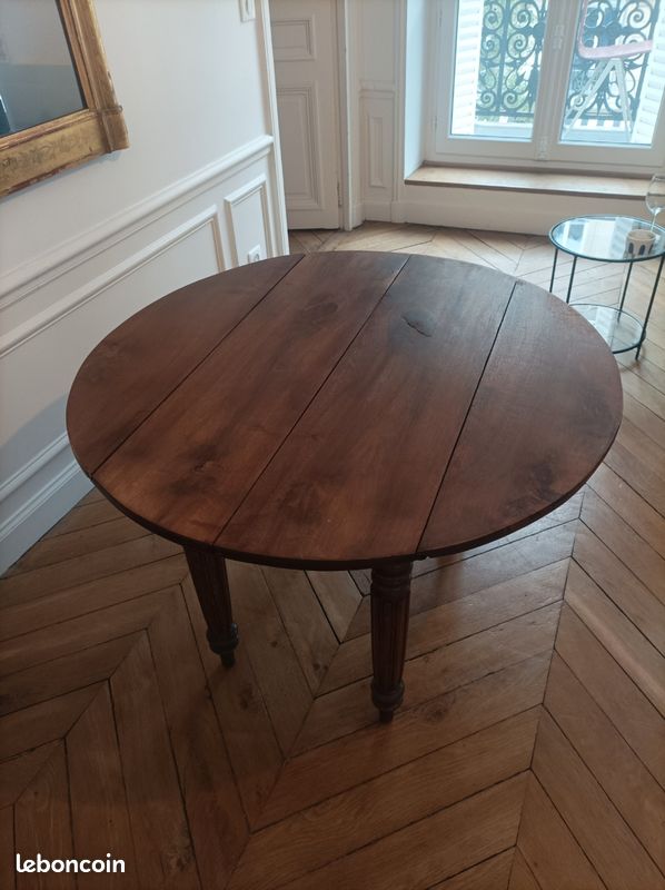 Table ronde ancienne d’époque Louis-Philippe – À abattants (image 2)