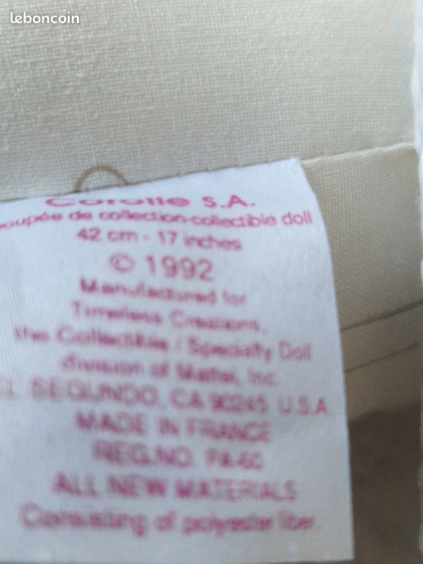 poupee corolle neuve de collection bettina de 1992 numeros