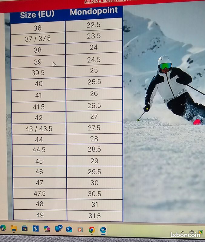 De Fond Pointure Botte De Ski Equipement Ski Botte De Ski De Fond