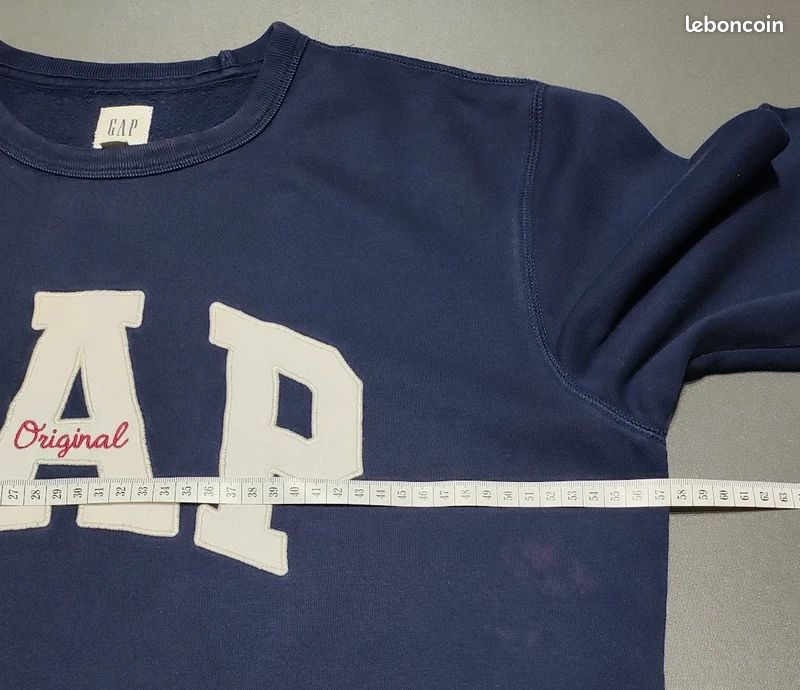 Sweat GAP logo bleu marine M vintage délavé - Vêtements
