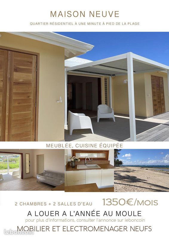Maison 3 pièces 70 m² · au Moule · 70 m² · 1 350 €/mois