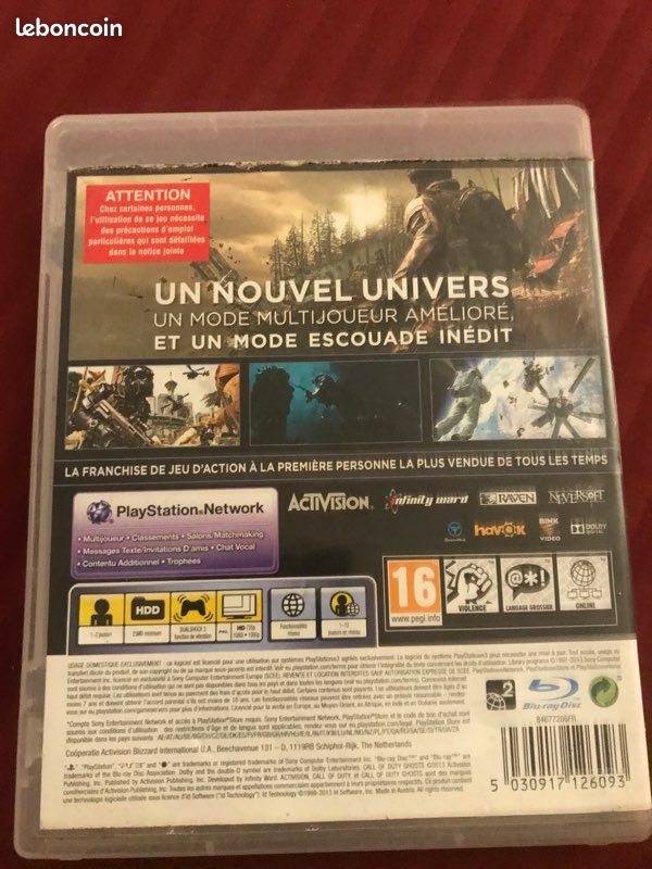Jeu Call Of Duty Ghosts – PS3 – Occasion Bon état – Sans Notice – PEGI 16