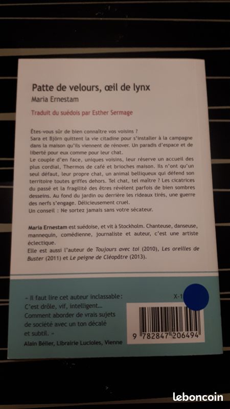 Patte de velours, oeil de lynx - M. Ernestam (Roman) (image 2)