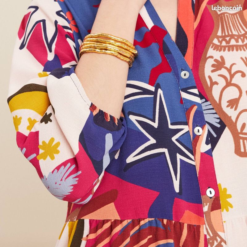 Robe Manches Courtes Taille Unique (42-46) - Multicouleur - Occasion Très Bon état