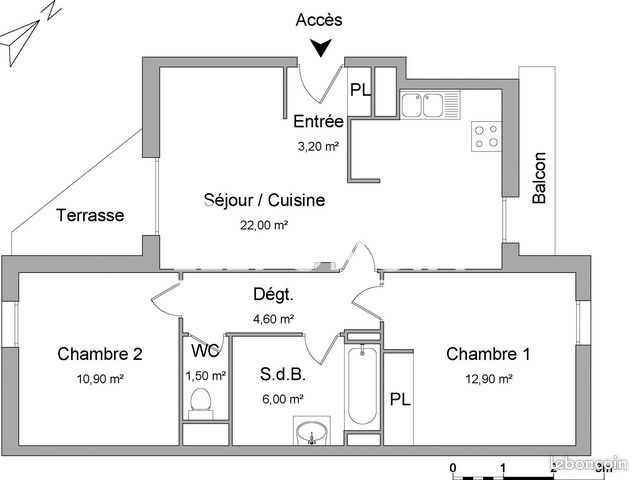Appartement 3 pièces 61 m² · à Nantes · 61 m² · 827 €
