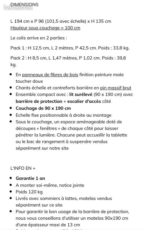 Lit en hauteur (image 2)