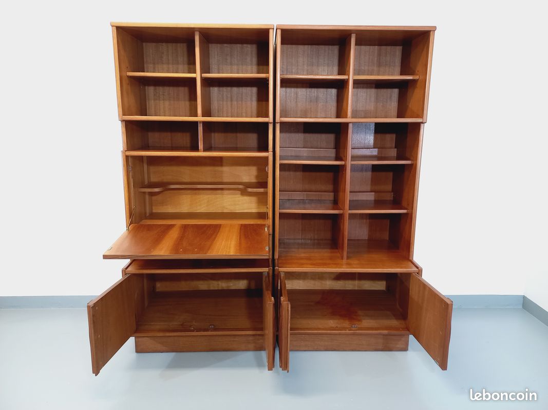 Bibliothèque double scandinave vintage en teck des années 60 (image 8)