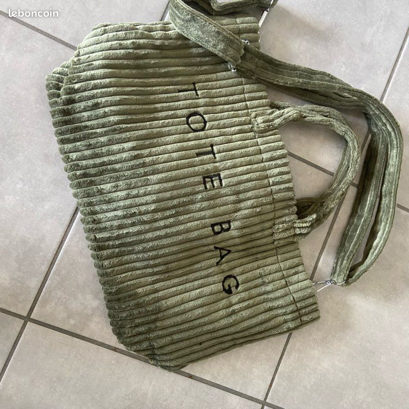 Tote bag sac velours vert magnifique (image 1)