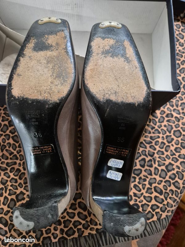 Chaussures Femme IVOIRE En Cuir Marron Vintage Taille 38 - Occasion Très Bon état