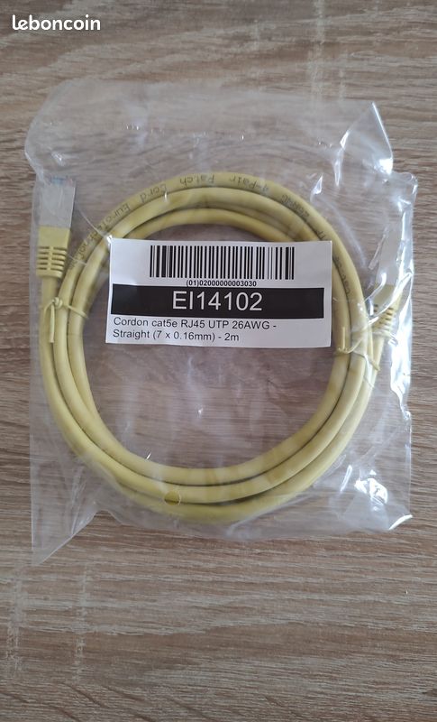 Câble ethernet RJ45 jaune - Neuf (image 1)
