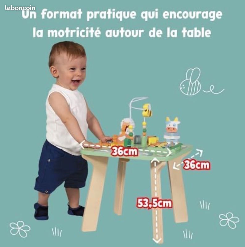 TABLE D’ACTIVITES EN BOIS JANOD Jolie Prairie – 7 activités – dès 12 mois (image 7)