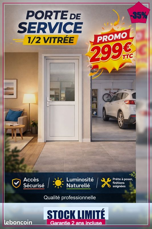 Porte de service 1/2 vitrée (image 1)