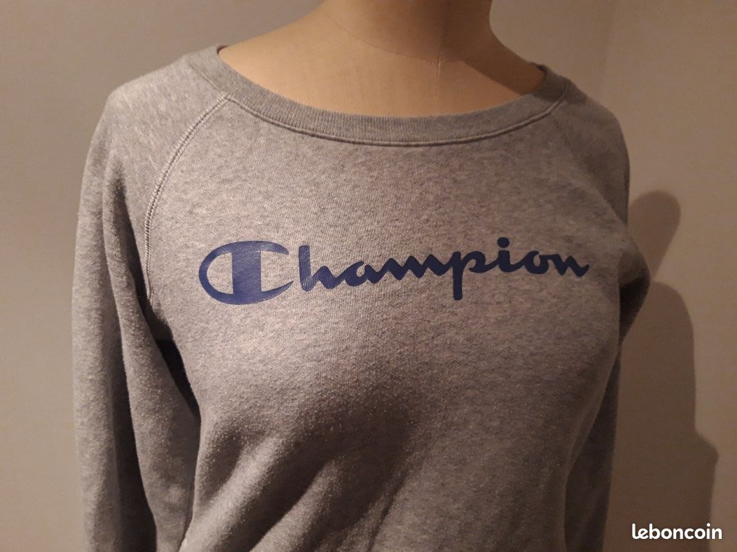 Sweat Champion gris femme col rond (image 2)