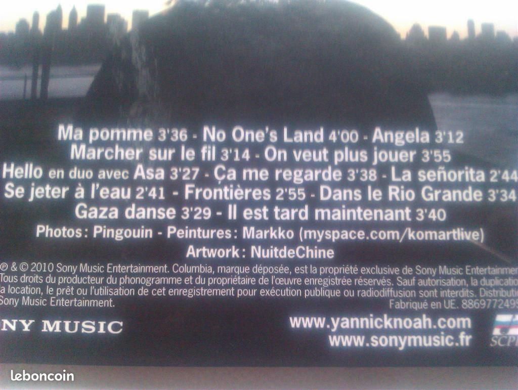 CD Yannick NOAH album "FRONTIERES" (image 2)