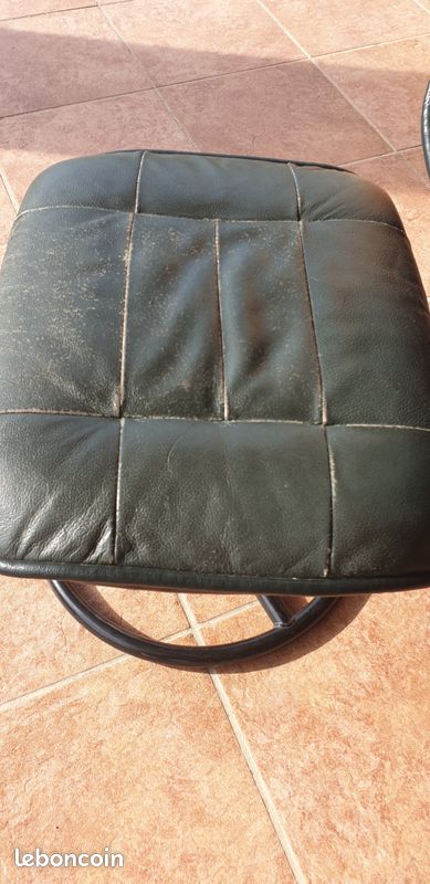 Fauteuil relax manuel cuir vert foncé (image 3)