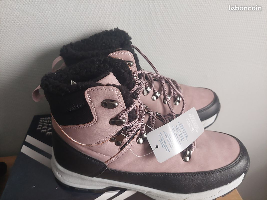 Botte d'hiver femme Mixte doublé chaude imperméable antidérapante rose - Chaussures