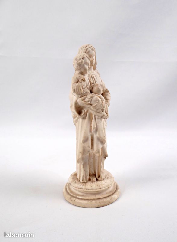 Statue Vierge à l'Enfant en plâtre d'art artisanat religieux début XXe - l'Antochine (image 5)