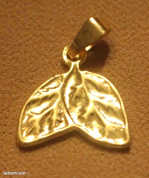 #Pendentif doré 2 feuilles NEUF (image 4)