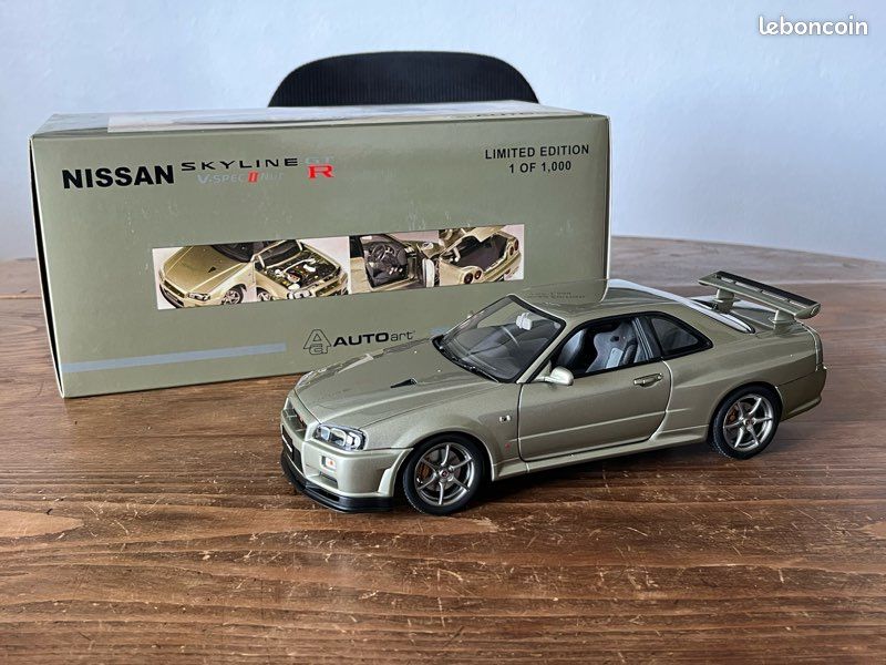 AUTOart 1/18 Nissan Skyline R34 V-Spec II Nur – Millenium Jade, édition 1/1000