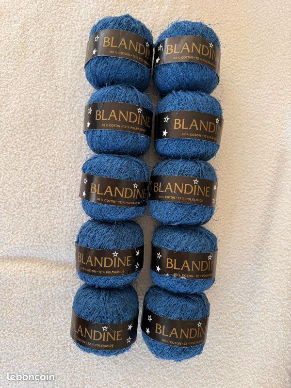 Lot De 10 Pelotes De Laine Fantaisie Bleu Ciel - Fabriqué En France
